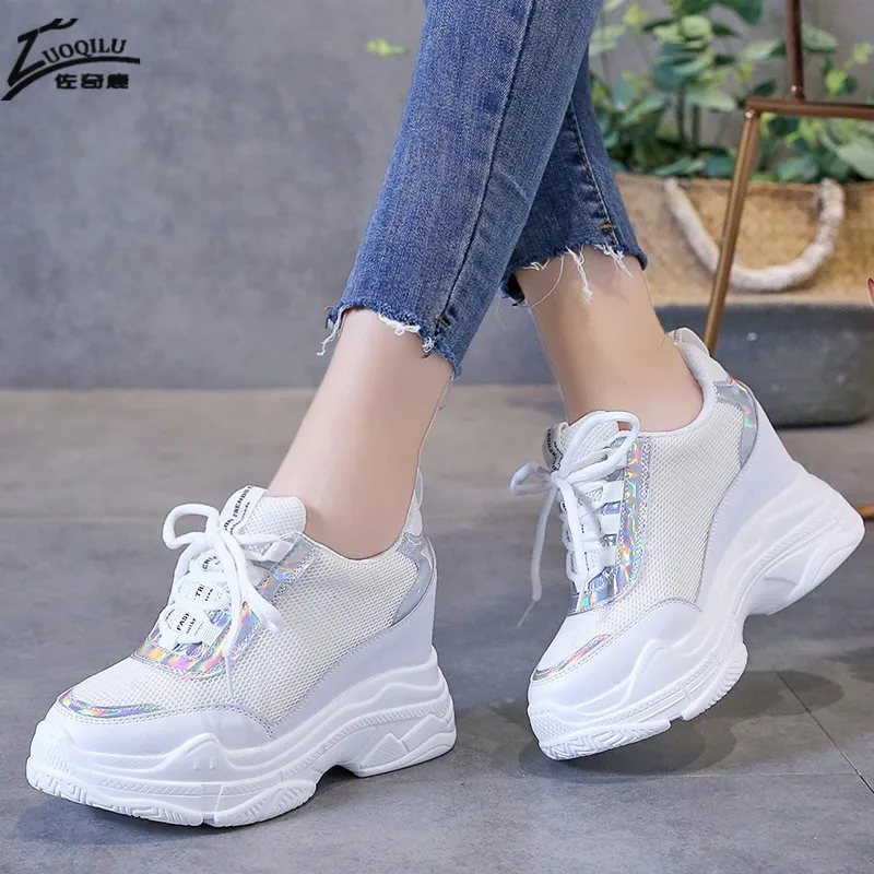 Женские кроссовки на платформе Вулканизированная подошва толстая высокий