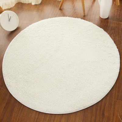 White Шелковый сарпет круглый коврик для гостиной, спальни, ковер Flaoor нескользящий компьютерная кровать, подушка для стула, коврик для йоги, шелковистое детское одеяло 40 см - Цвет: White