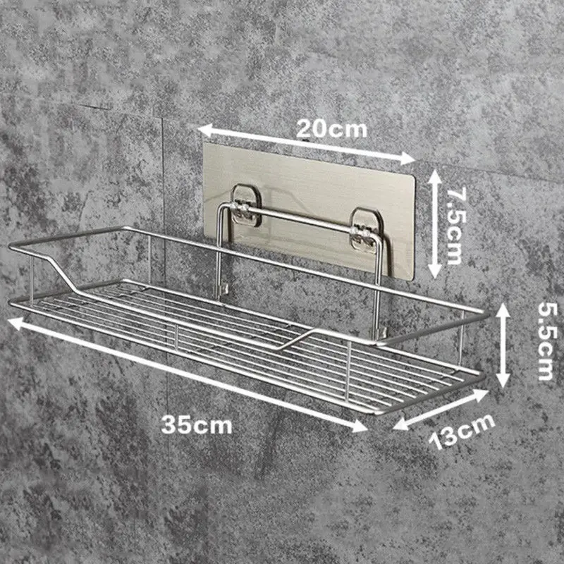 

Stainless Steel Shower Organizer Basket Bathroom Shelf Shower Basket Wall Mounted Storage Shelf Rack with Suction Cup