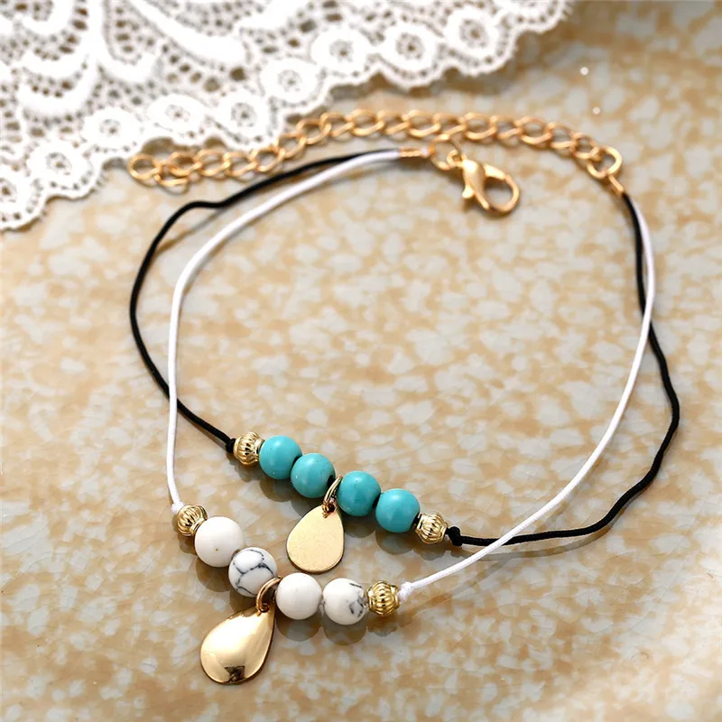 2 шт./лот голубой и белый бисер веревочный браслет для йоги лечебный баланс камни