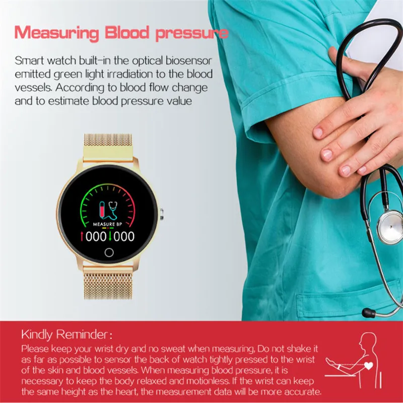 LIGE умные спортивные часы женские водонепроницаемые для фитнеса кровяное