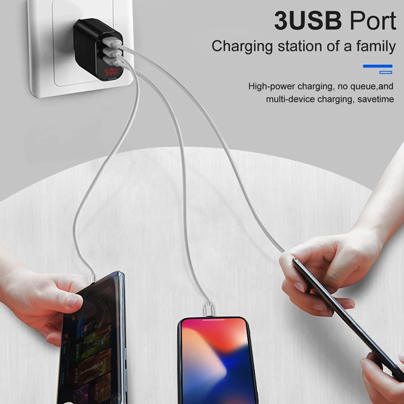 Baseus 3 порта USB зарядное устройство Быстрая зарядка 3.4A настенное штепсельная вилка