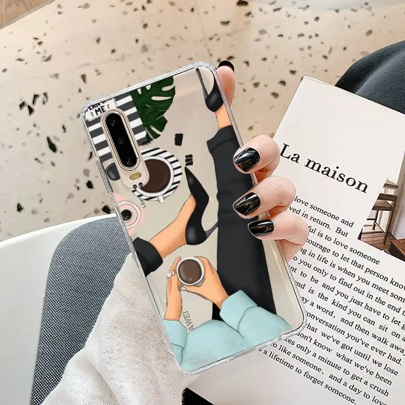 

Girl Boss lady work heels Phone Case Transparent for Samsung A71 S9 10 20 HUAWEI p30 40 honor 10i 8x xiaomi note 8 Pro 10t 11