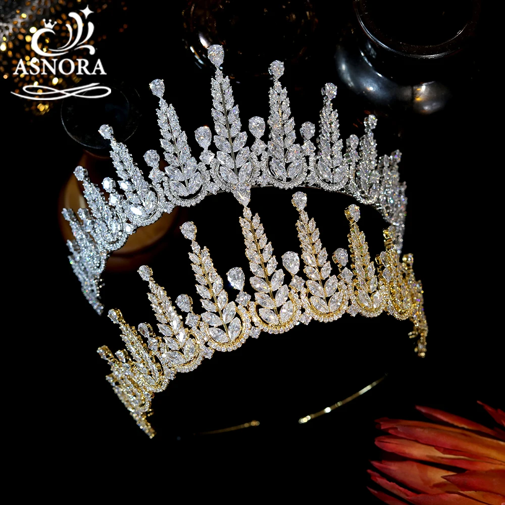 

Женские тиары в стиле барокко asнора, Золотая Корона из циркония, винтажные свадебные аксессуары для волос, диадема, короны для конкурсов