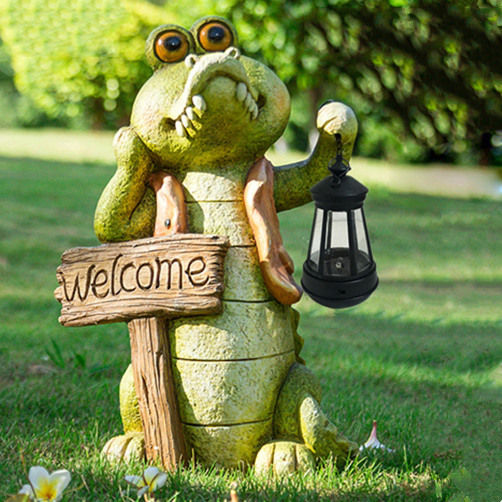 

Solar Lamp Fairy Garden Crocodile Figurine Patio Lawn Yard Porch Decor