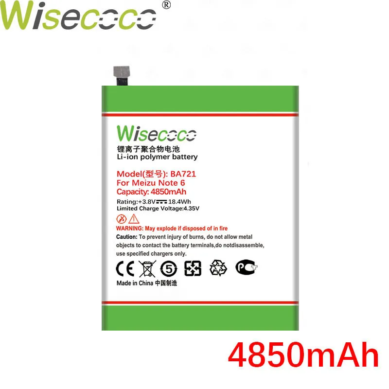 

Wisecoco BA721 4850mAh Battery For Mei zu Note 6 M6 Note M7 SmartPhone Battery Replace+ Tracking Number