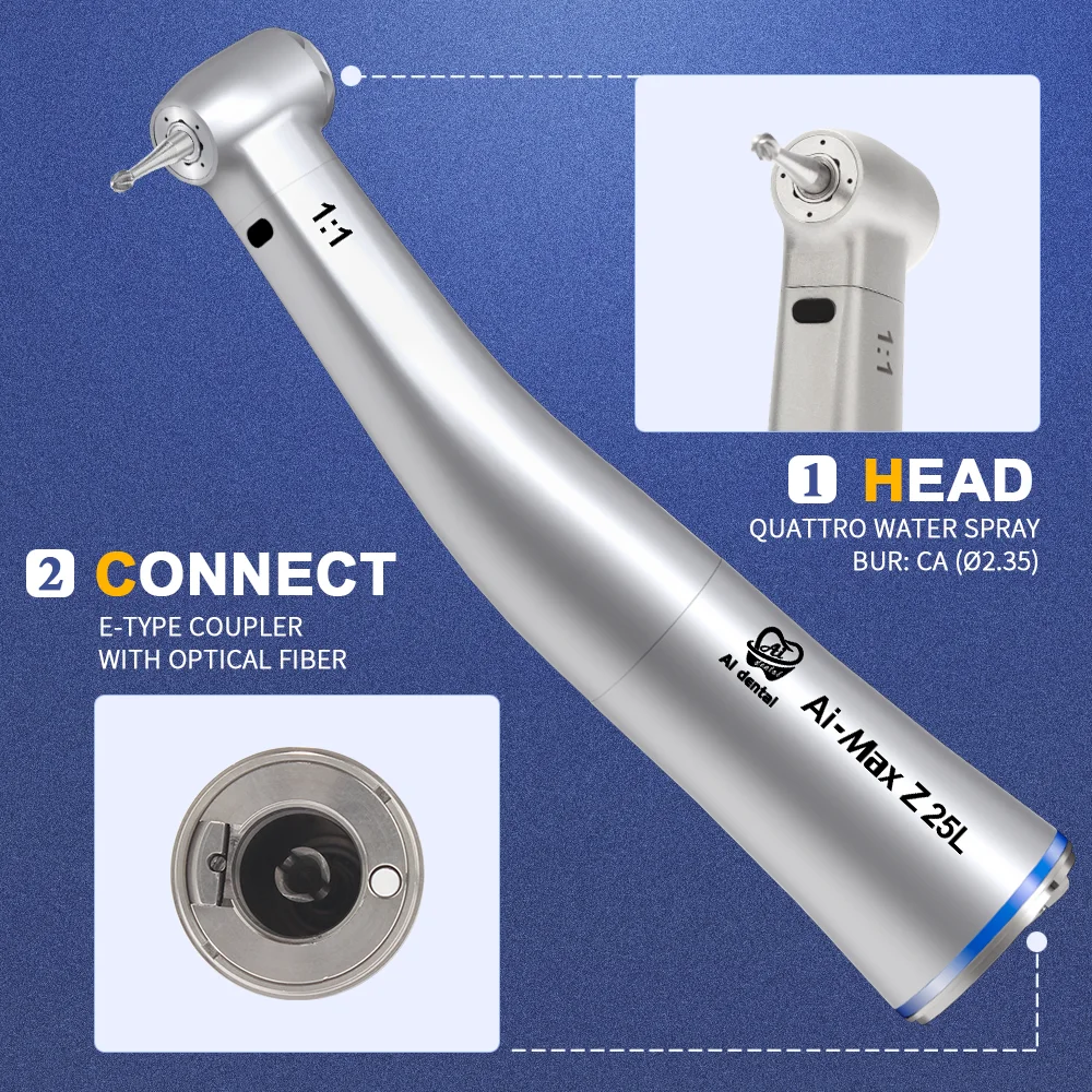 Dental Electric Contra Angle Stainless Steel Series Handpiece Optic Fiber For E-type Surgery Micromotor