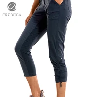crz yoga women go to stuido drawstring striped track pants capri woven joggers outdoor cargo hiking pants 25 inches