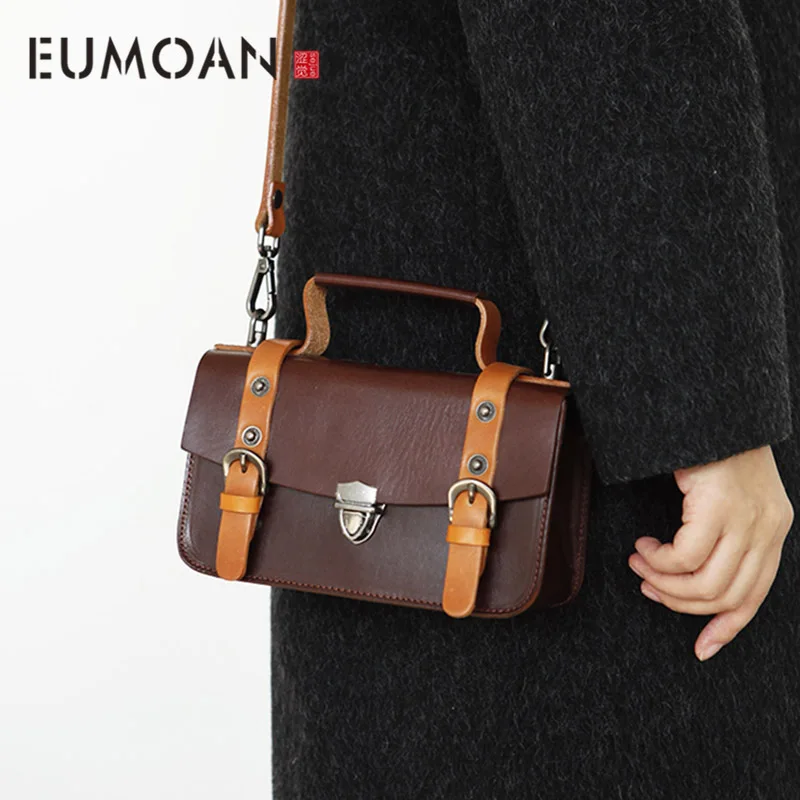 

Женская кожаная Наплечная Сумка EUMOAN, ретро-сумка на шпильках, почтальонка с замком