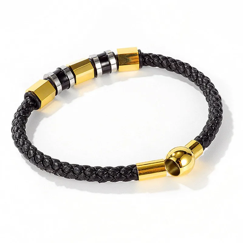 Браслет Modyle из натуральной кожи для мужчин браслеты нержавеющей стали золотого и