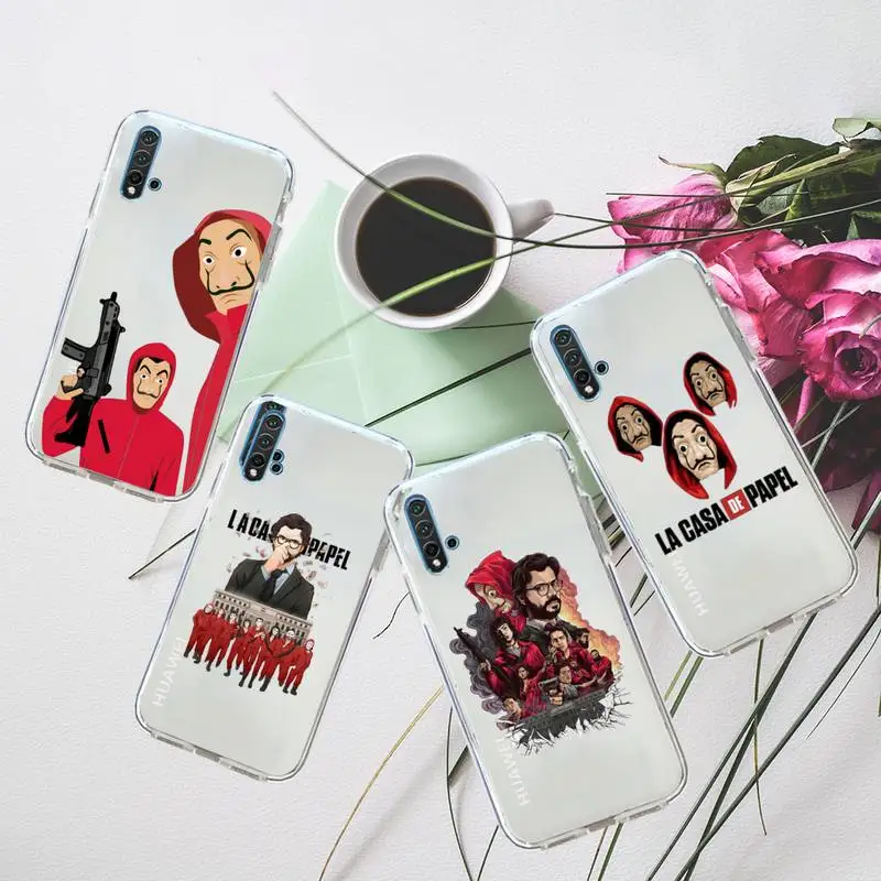 

La Casa de papel Money Heist House Paper Phone Case Transparent for Huawei honor P mate 40 20 30 10 50 i 9 x mate pro lite 8a