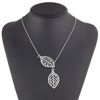 new fashion jewelry gold and silver color two leaf pendant necklace multi layer statement for women 2021 necklace