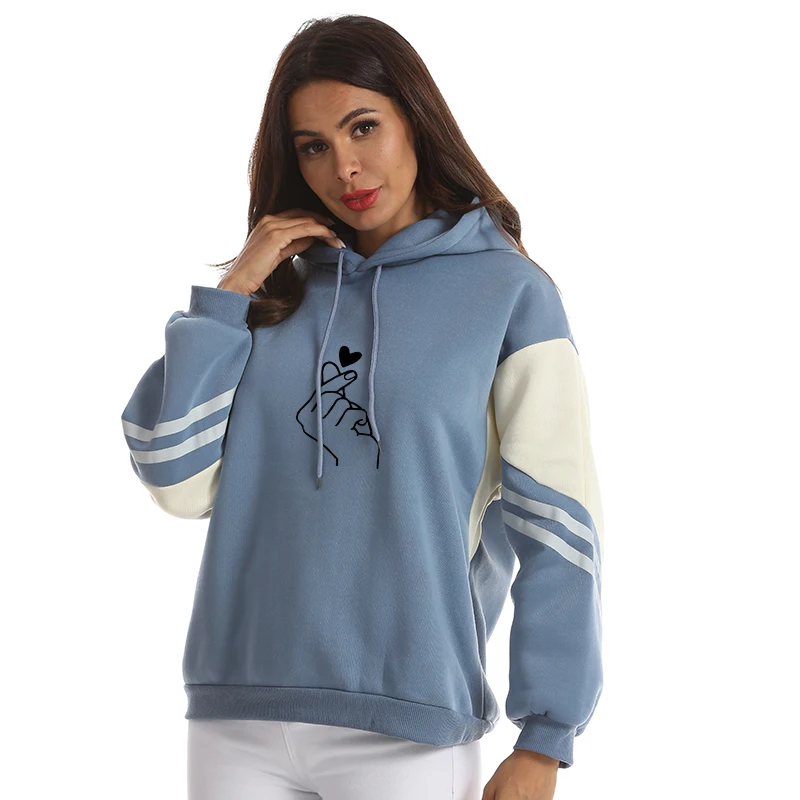 

Толстовка Женская с принтом в виде сердечек, Свитшот контрастных цветов, Повседневная Милая кофта в стиле Харадзюку, свитшот, Осень-зима