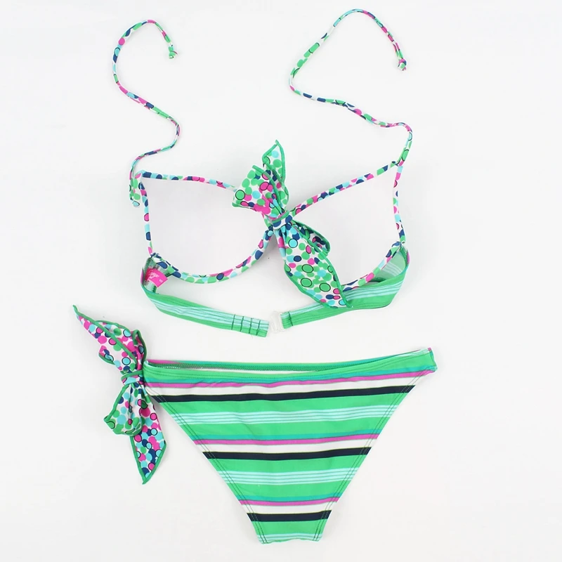 

New Floral Bowknot Bikini Swimwear for Small Bust Female Thickening Underwire Push Up Cup Two - Piece Swimsuit DK002 05#