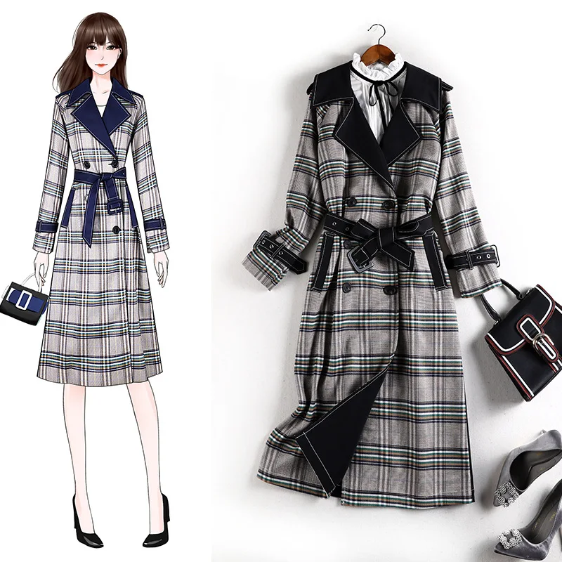 Новая стильная женская осенняя ветровка средней длины большого размера