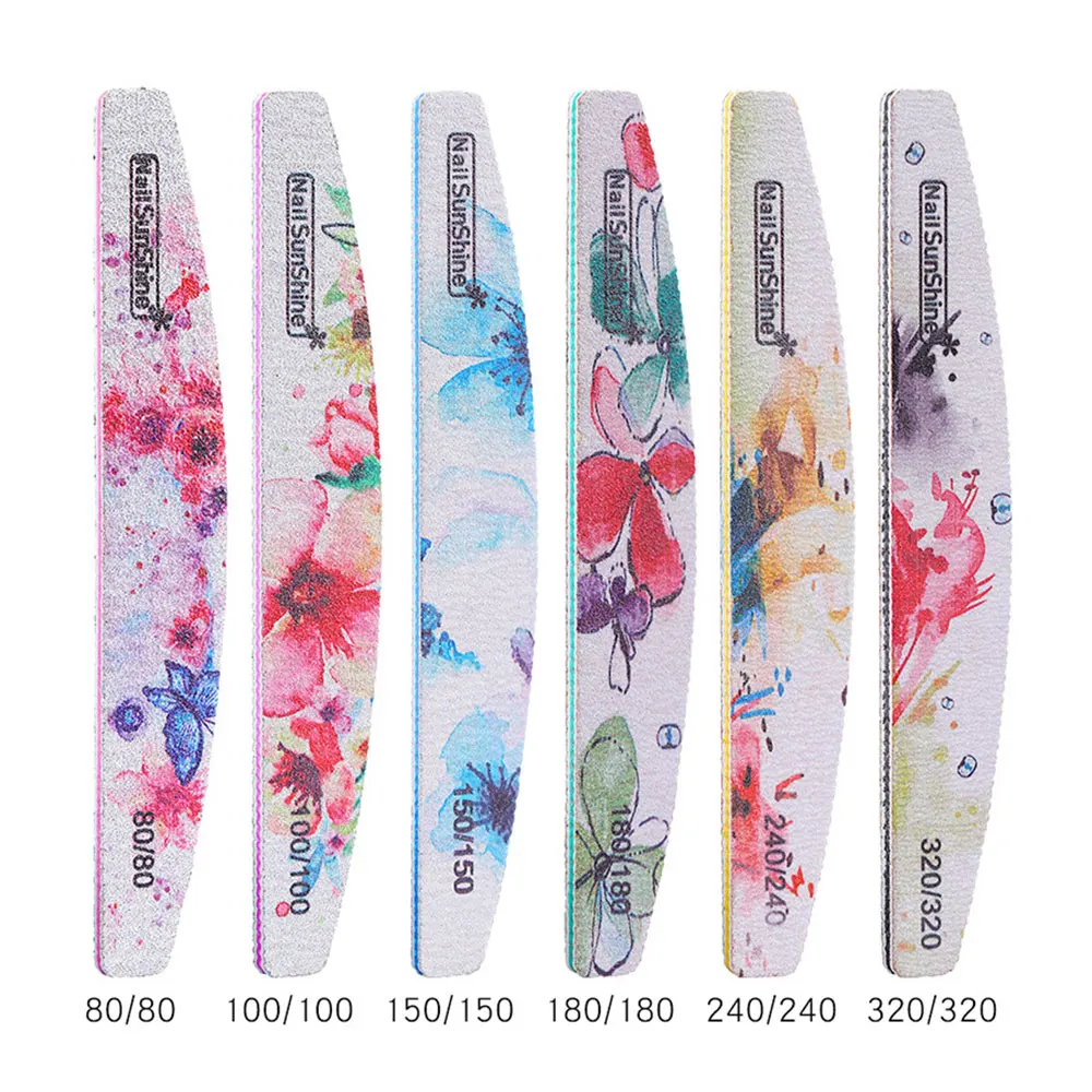 6 pcs set 6 шт./компл. нейл-арта буферная ручка с цветочным принтом Двусторонняя ногтей песок машина трения полосы 18 см для полировки ногтей файлы - Цвет: 6 pcs set