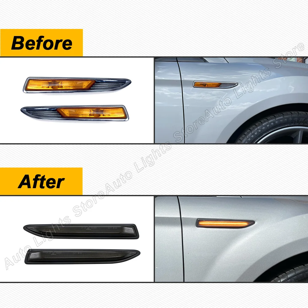 2Pcs For Ford Mondeo Mk4 2007 2008 2009 2010 2011 2012 2013 2014 2015 Dynamic Sequential LED Side Marker Light Turn Signal Lamp |