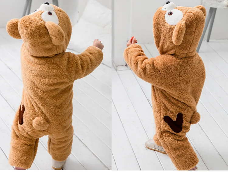 

Thicken Newborn Baby Winter Soft Hoodie Clothes Cute Teddy Bear Shape Climbing Spring Outwear Warm Rompers Pajamas Baby Jumpsuit