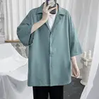 Гавайская рубашка мужская однотонная, модная уличная одежда, Свободная блуза, 4 цвета, лето 2021