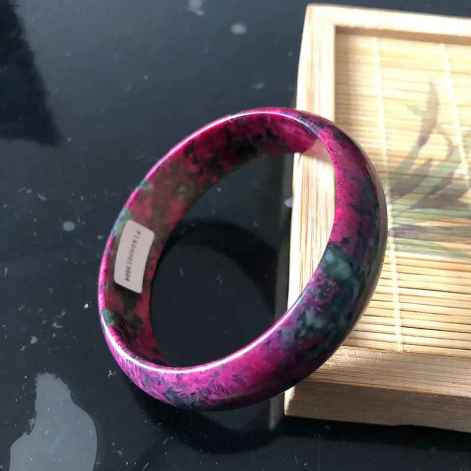 

Hot selling natural hand-carved Peach Blossom Jade Bangle56-58mm fashion Accessories Men Women Luck Gifts Amulet for