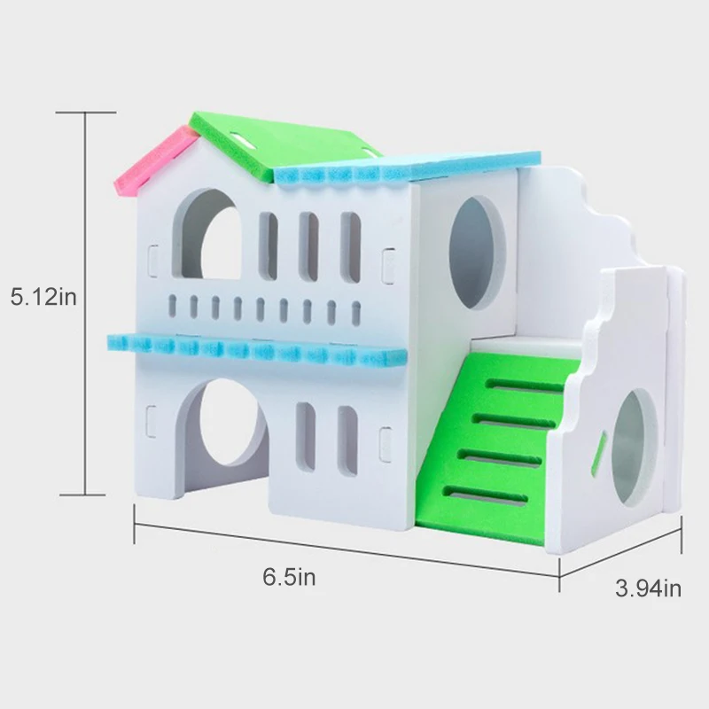 2 layer hamster villa plastic luxury cage small pet house toy hideout hut toy hamster playhouse with ladder free global shipping