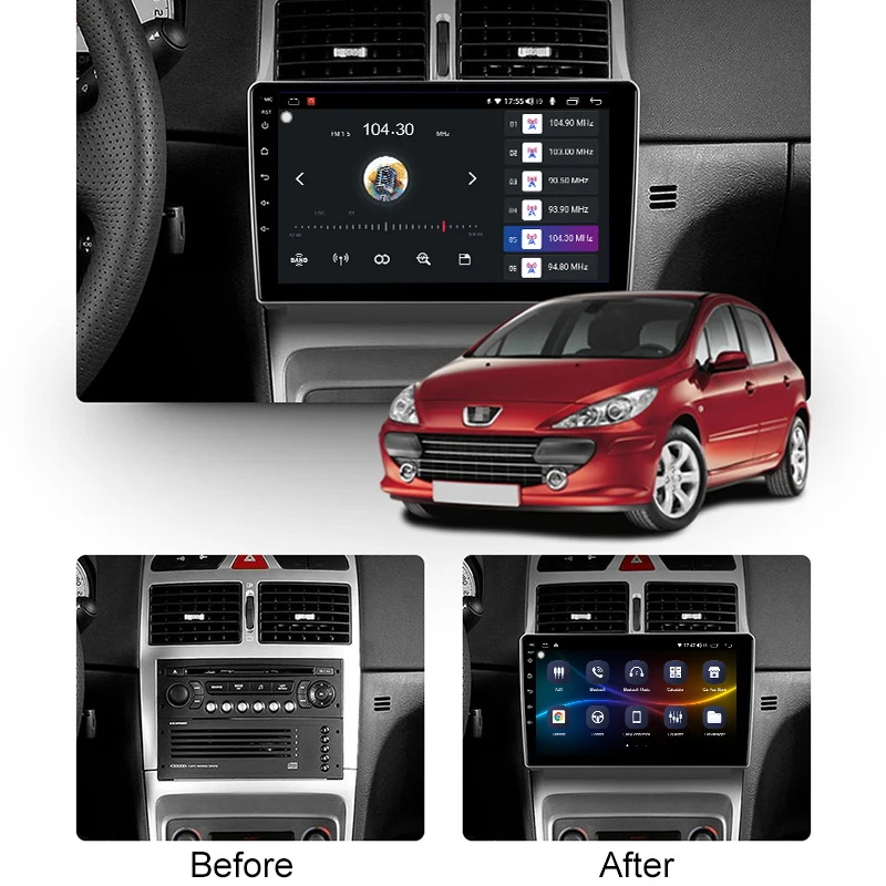 FUNROVER 2.5D + IPS 8 ядер Android 10 0 автомобильный DVD GPS мультимедийный плеер для peugeot 307 2002 2013