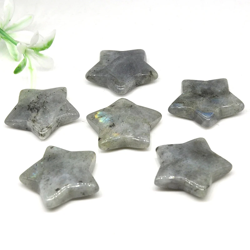 

10 шт., натуральные камни в форме звезды, лабрадорит