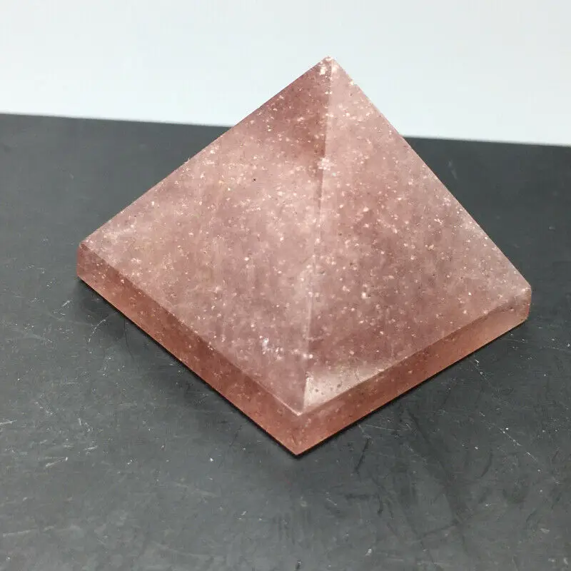 

Natural Strawberry Crystal Pyramid Crystal Energy Point Reiki Heals