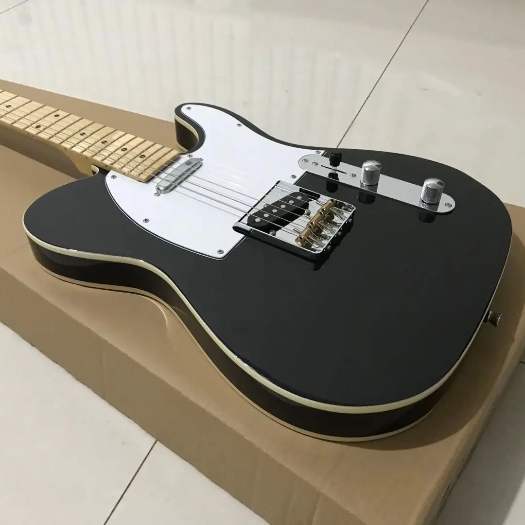 

Tele Electric Guitar Black Color Double Binding Maple Fingerboard High Quality Guitarar Free Shipping