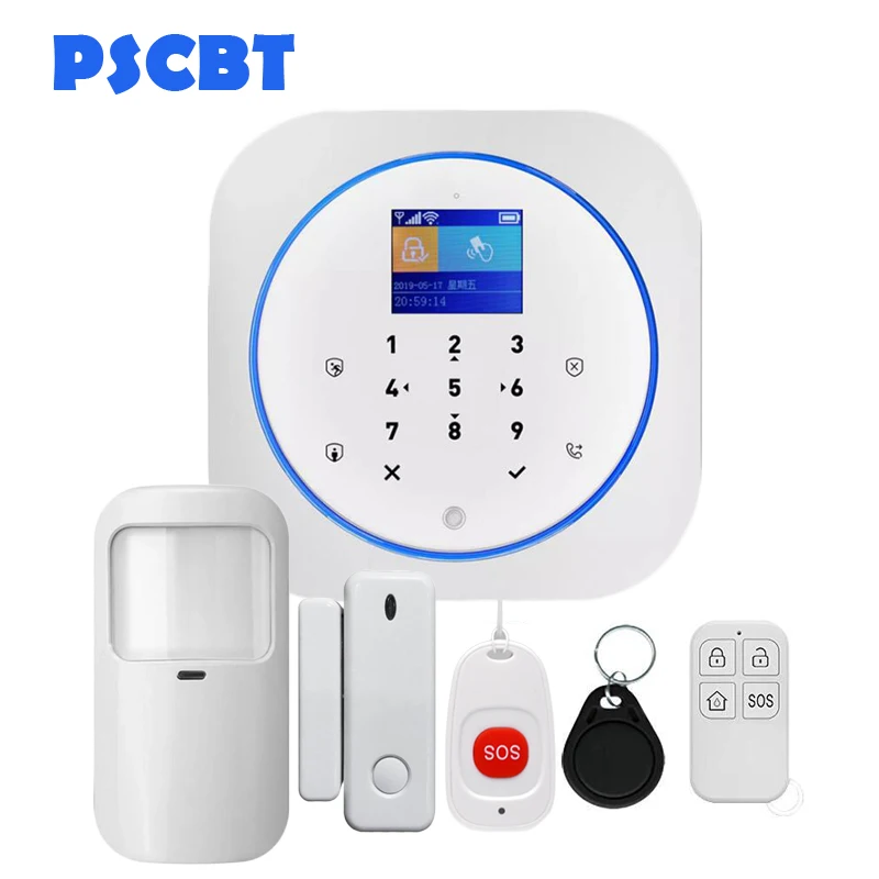 Kit 5 PS12 Tuya домашняя охранная Wi-Fi сигнализация GSM SIM карта телефон дозвон приложение дистанционное управление 11 видов языков вор охранная сигнализация - Color: Kit 5