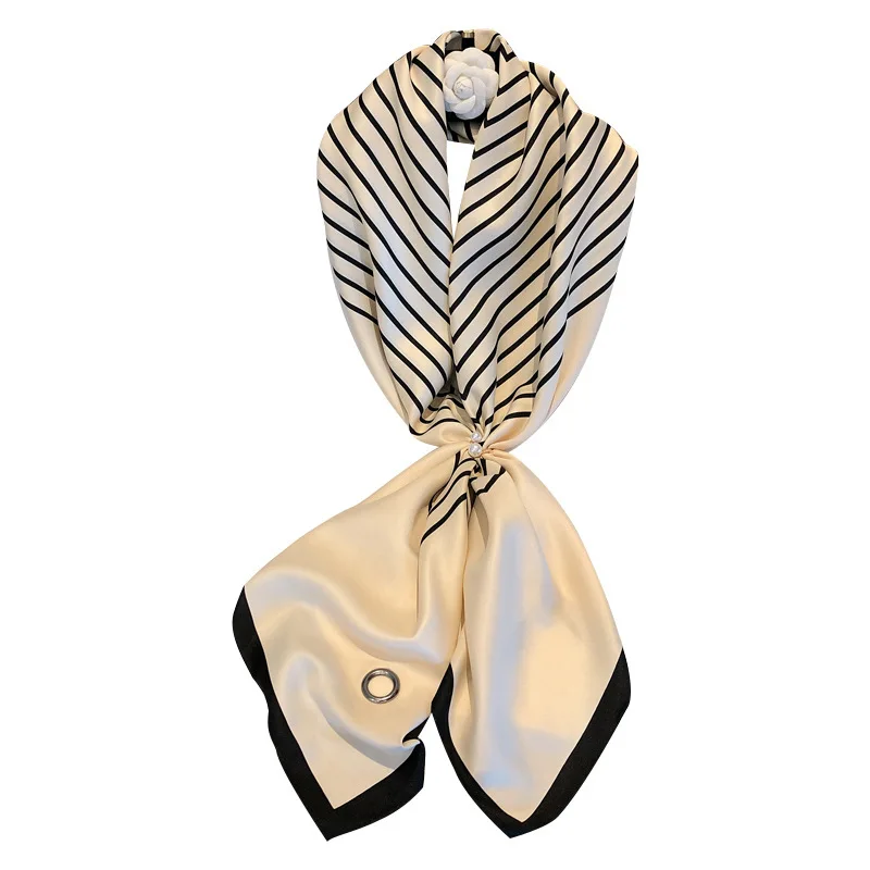 Новый европейский и американский солнцезащитный черный шарф в полоску большой