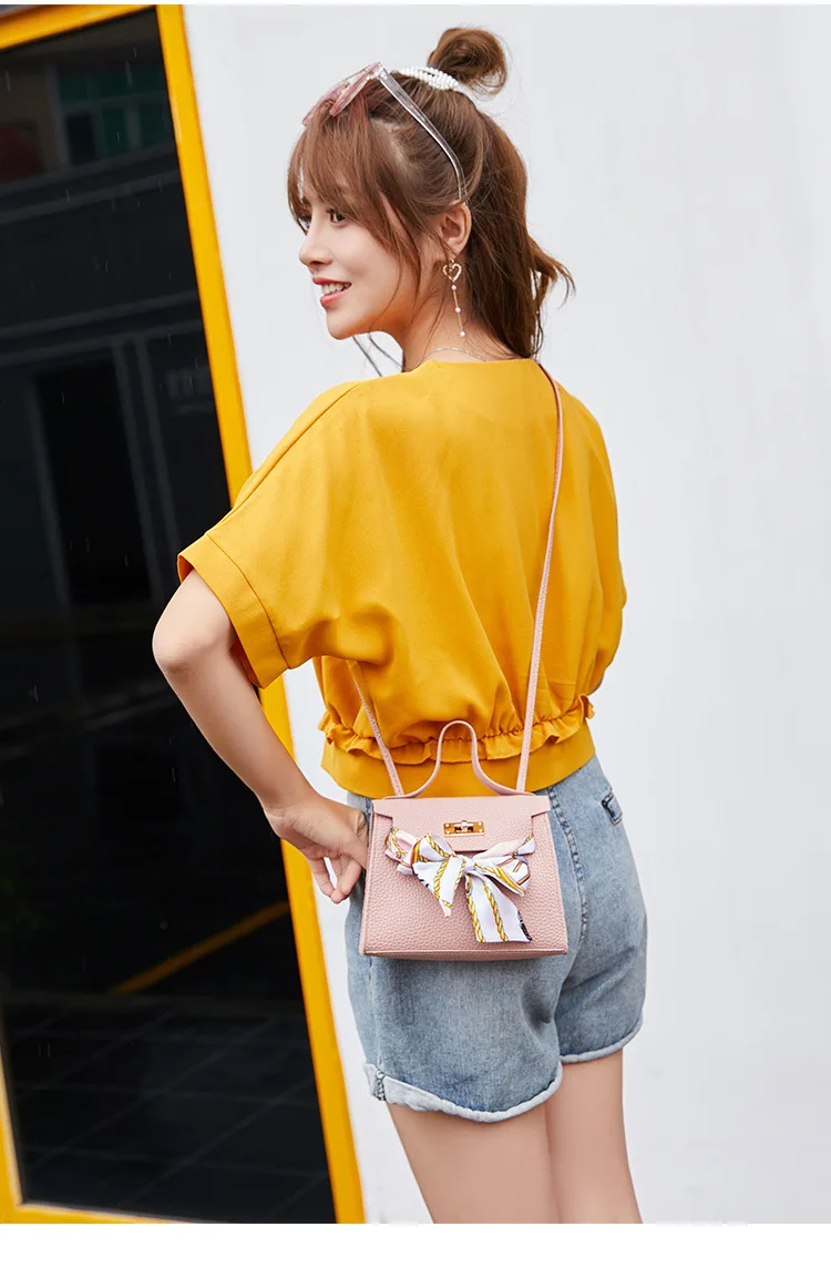 Женская сумка мессенджер из искусственной кожи с бантом на ремне 5 цветов|Женские