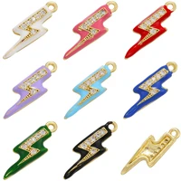 tassel charms color dripping oil necklace pendant micro inlaid zircon lightning gadgets earrings diy jewelry wholesale discounts