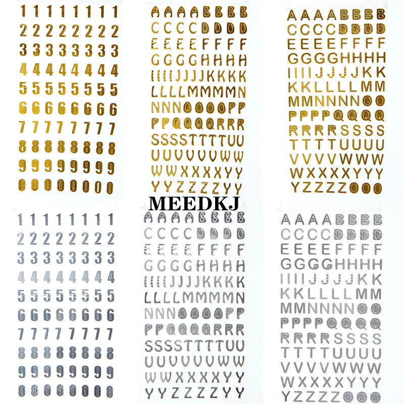 

9.5x17.5cm Crafts Bronzing DIY album hand book decoration diary sticker DIY Scrapbook Digital letter number decorative sticker