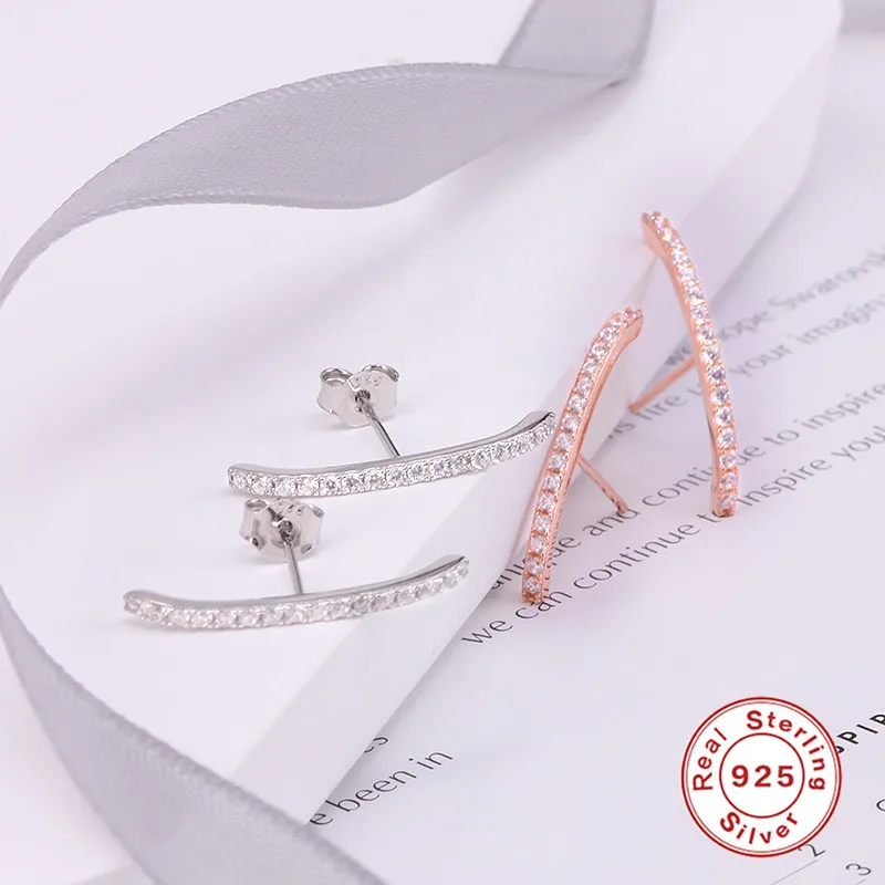 Женские серьги гвоздики ROXI из стерлингового серебра 925 пробы с кристаллами в