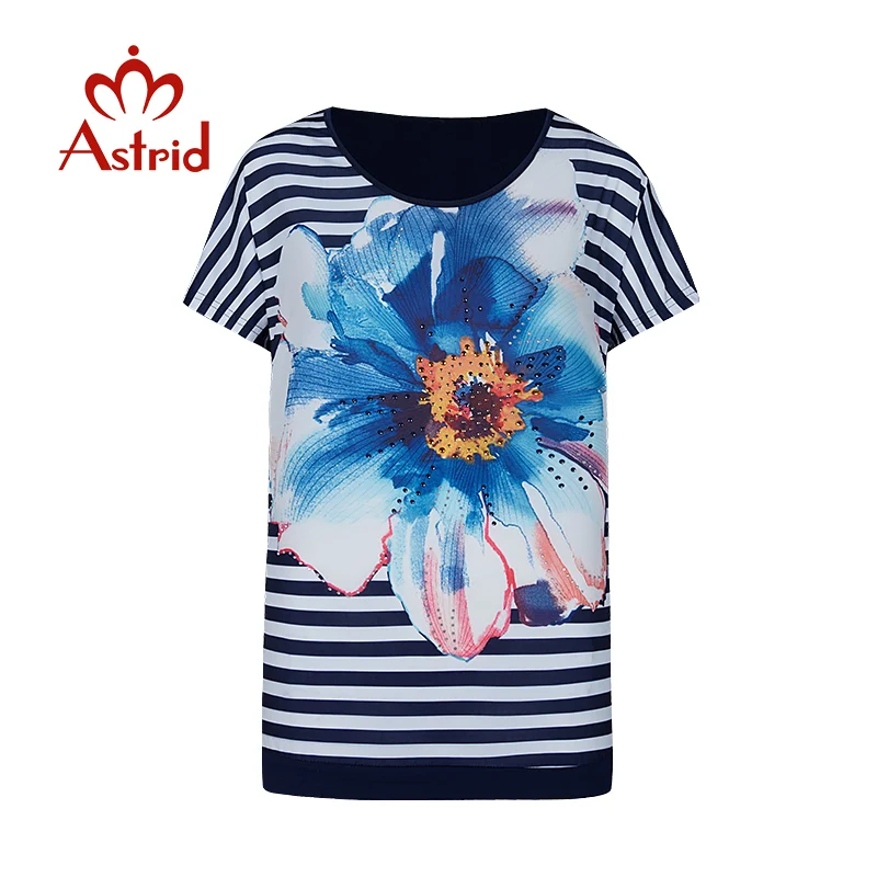 

Astrid 2022 летняя футболка оверсайз Wonmen с графическим принтом, Полиэстеровая полосатая паста, винтажная короткая одежда, Женский Топ F1162