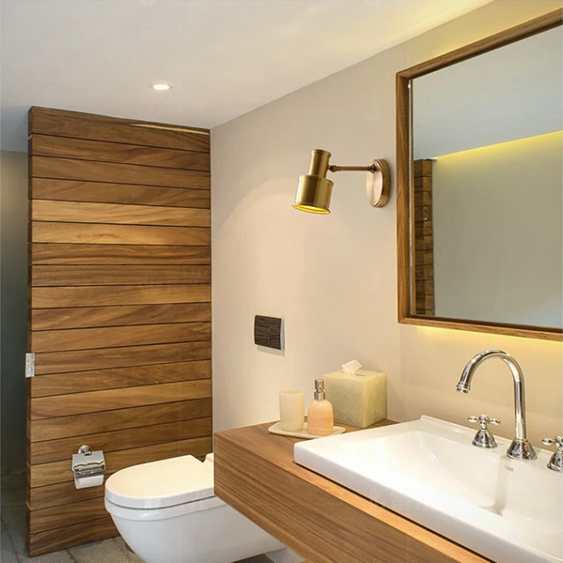 

American simple copper wall lamp stair living room exhibition hall bedside study wall light resin corridor wall lights for home