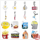 2021 Новый куриный ролл сыр дуриан мороженое молоко апельсиновый сок Шарм DIY Бусины Подходит для Pandora шармы Серебро 925 оригинальный браслет