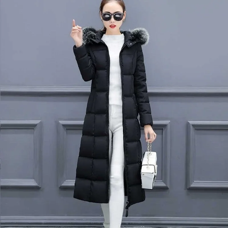 Down Jacket New Winter Coat Women's Trousers Over-the-knee Thickening Slim Over-the-knee Cotton Jacket Women