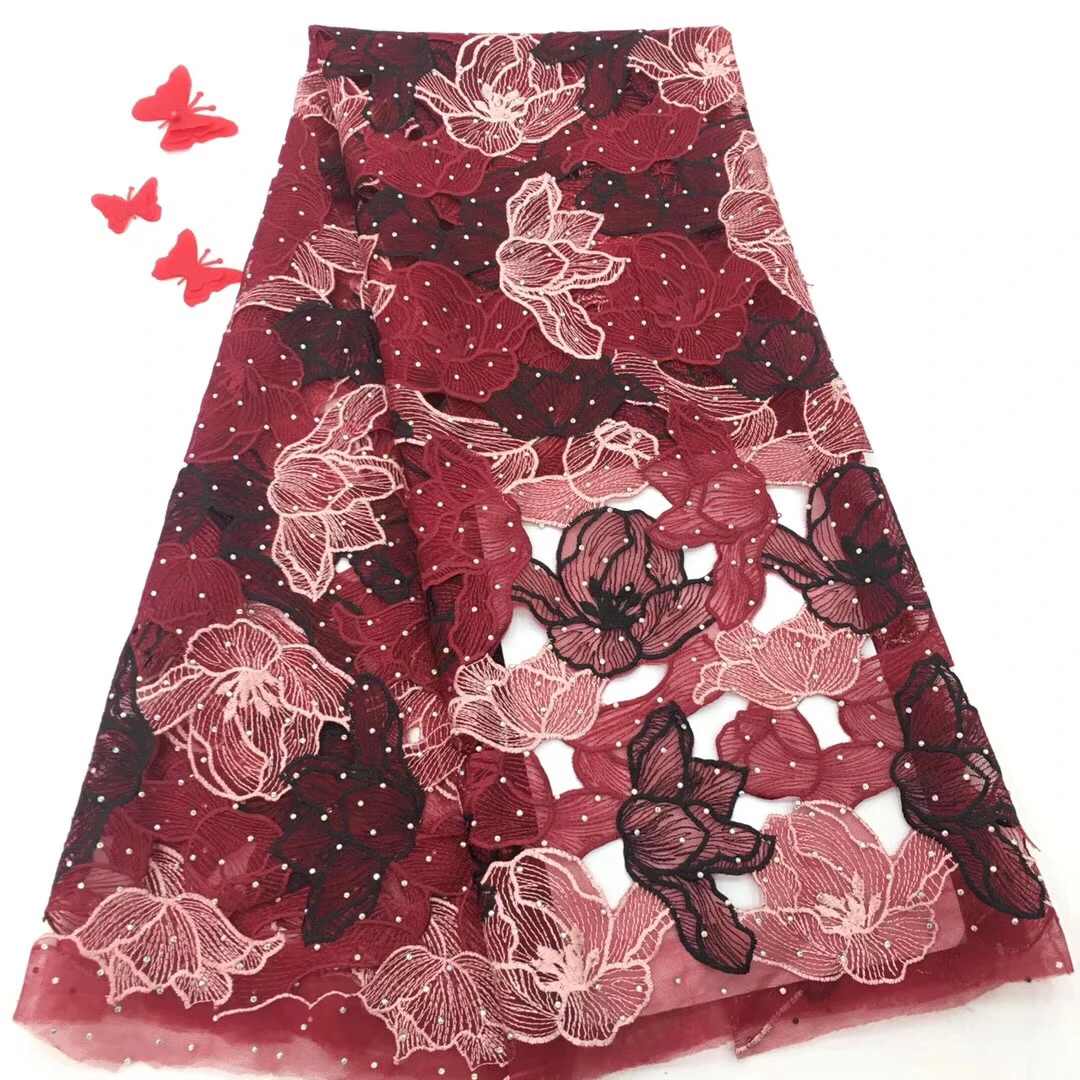 

2018 newest style African French net Lace Fabric,Free Shipping African wedding Tulle Lace Fabric with pearls sequins