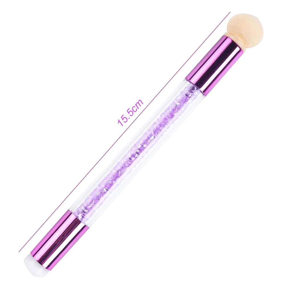 

1 Piece of Nail Tool Pen Dual-use Color Flashing Diamond Sponge Nail Smudge Tool UV Gel Polishing Cloth Rhinestone Seal Nails