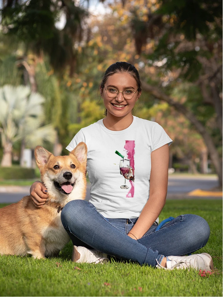 

Wine Glass Fashion Women T Shirt Wine Glass Camiseta Mujer Printed O-Neck Mujer T-shirt Lady Yong Girl Top Tee Creative Tshirt