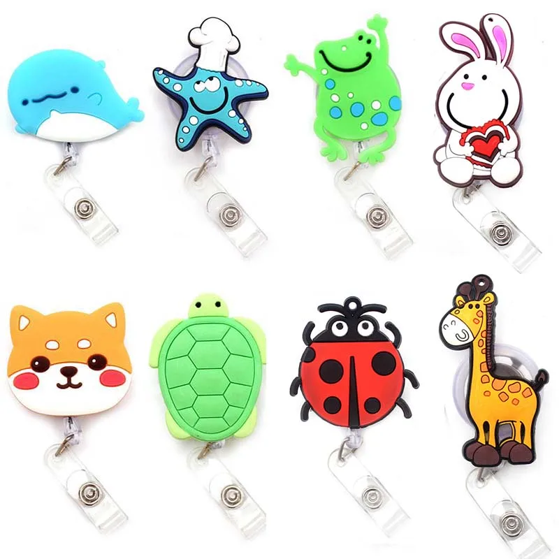 New Cartoon 60cm Silicone Cute Animals Retractable Badge Reel Student Nurse Exhibition Enfermera Name Card ID Card Chest