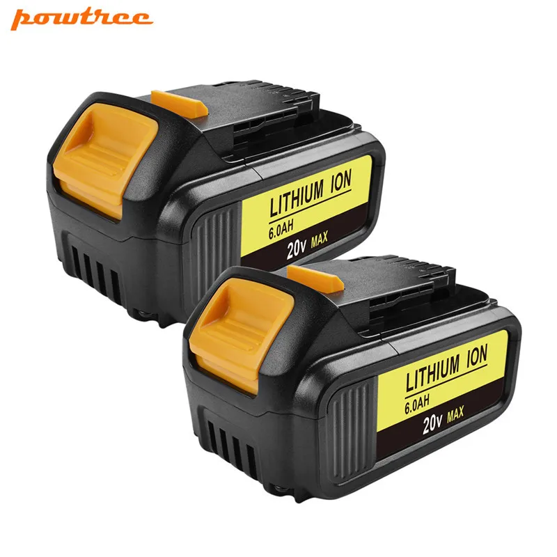 Черный Powtree 6000 мА/ч, 18V DCB200 для Dewalt Батарея Мощность инструмент для DCB180 DCB181 DCB182 DCB201 DCB201-2 DCB200 DCB200-2 DCB204-2 - Цвет: Черный