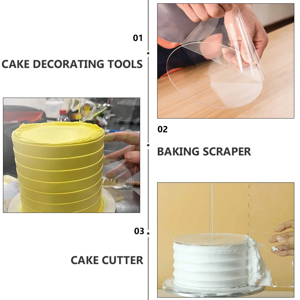 

1 Set 11Pcs Cake Scrapers Cake Discs Acrylic Cake Tools Kit (Transparent)