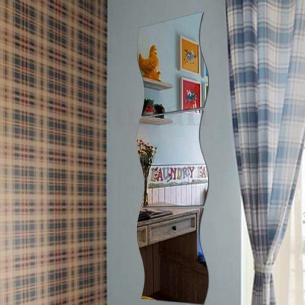 6 шт./компл. DIY съемные настенные Зеркальные Стикеры для домашней комнаты