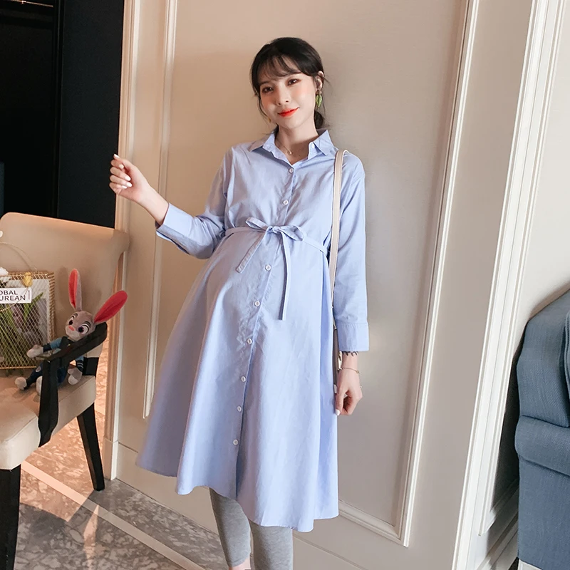 Одежда для беременных свободный стильный платье с длинными рукавами женщин 2128 ~ B