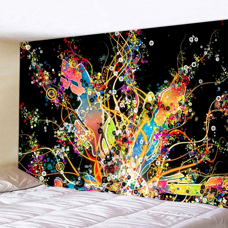 Цвет искусства листьев Медуза росписи гобелены творческий Золотой капли воды