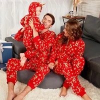 Christmas Family Matching Deer Printing Romper Dad Mom Kids Family Clothes Set Xmas Sleepwear Winter Zipper Long Sleeve Pajamas