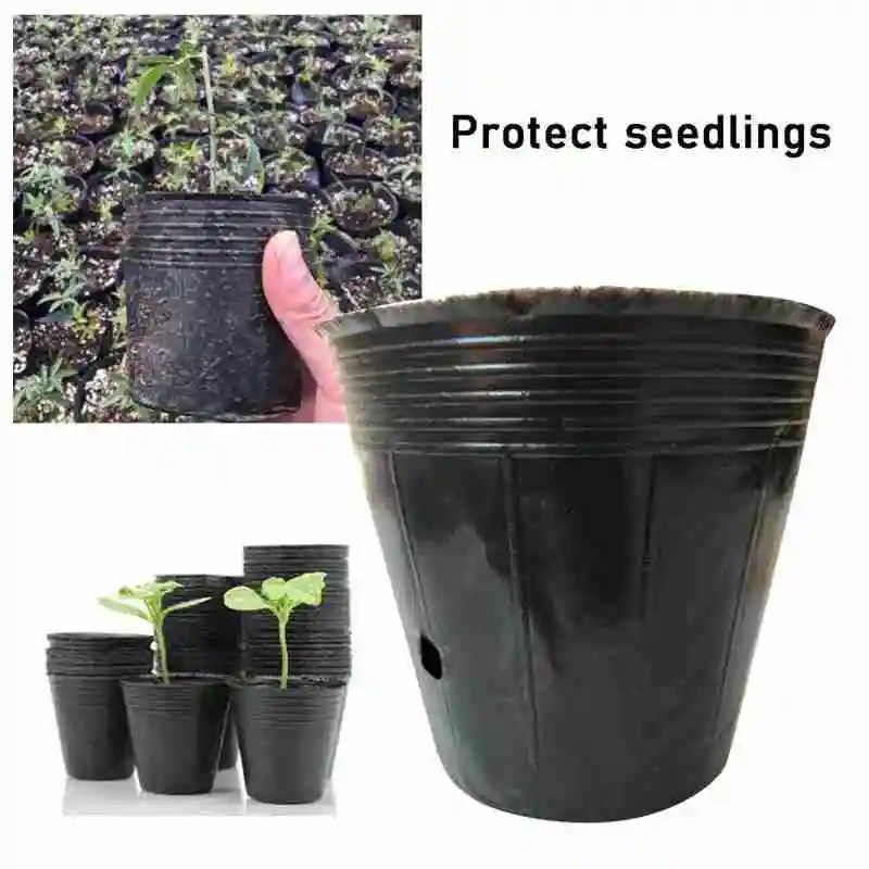 

Reuseable Black Plastic Seedling Pot Nutrient Bowl Seedling Tray Planting Bag Garden Vegetable Container
